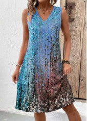 Ärmelloses A-Linien-Kleid mit V-Ausschnitt