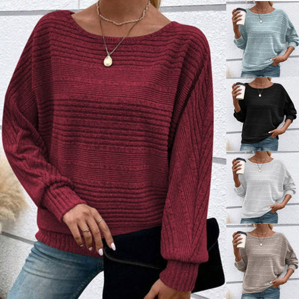 Langärmliges, einfarbig gestreiftes Oberteil