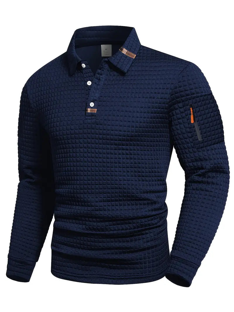 NordicWeave Langarm-Poloshirt für Herren – Warm, stilvoll und bequem