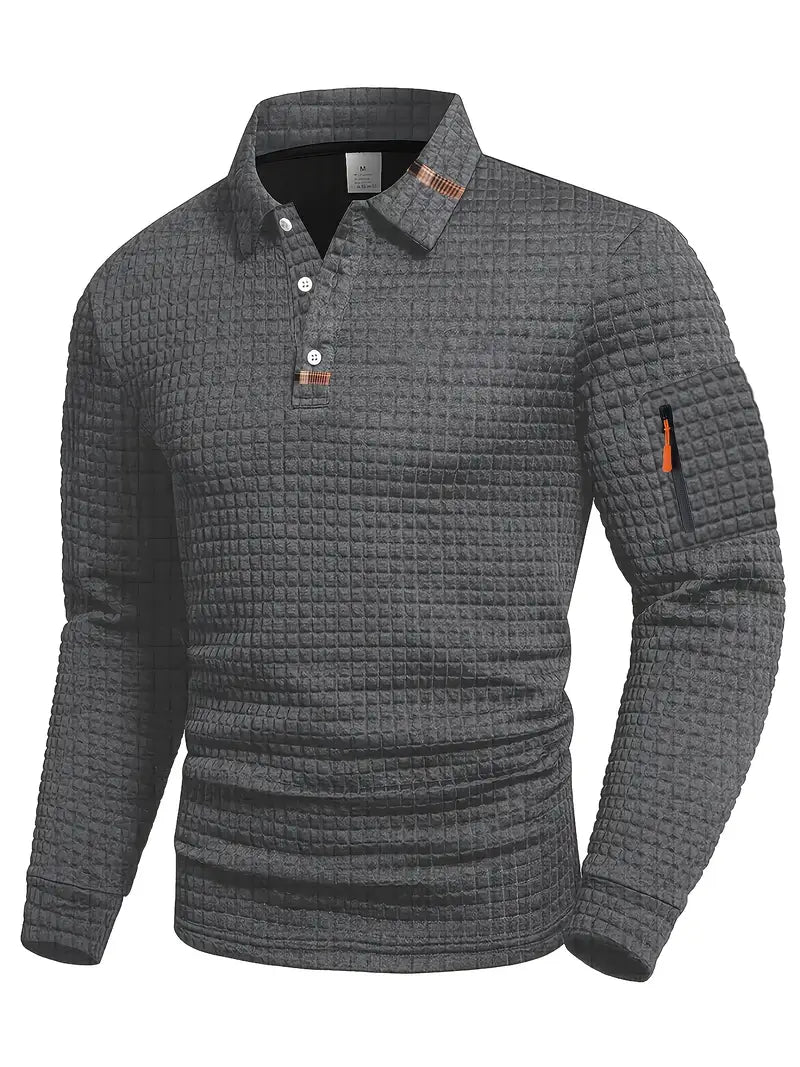 NordicWeave Langarm-Poloshirt für Herren – Warm, stilvoll und bequem