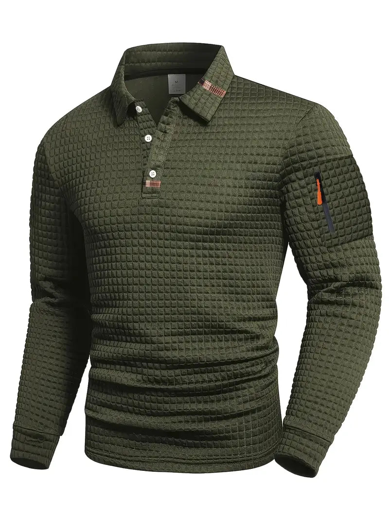 NordicWeave Langarm-Poloshirt für Herren – Warm, stilvoll und bequem