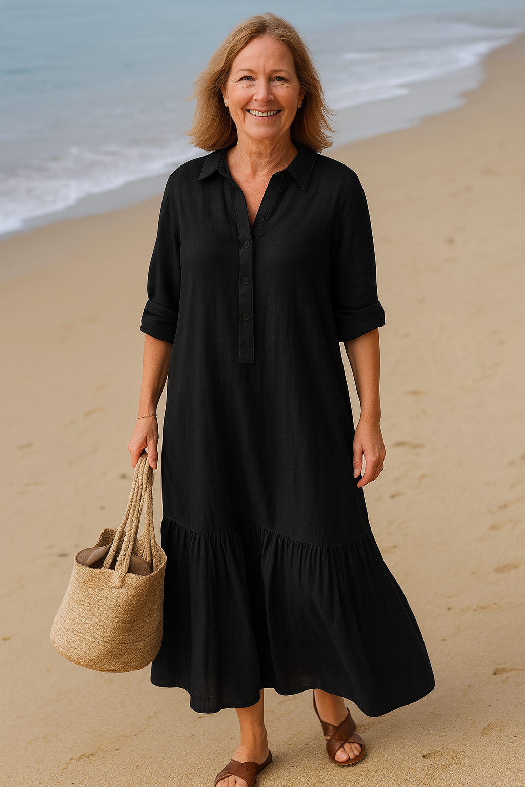 Cavell – Kleid mit Kragen und fließendem Saum