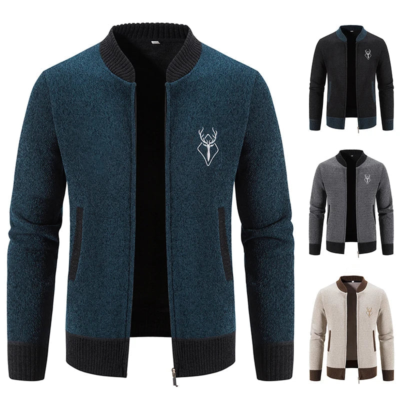 Herren Strickjacke mit Stehkragen