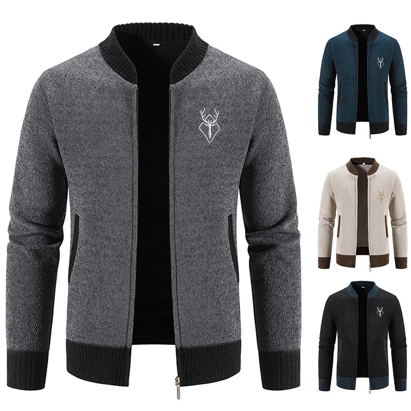 Herren Strickjacke mit Stehkragen