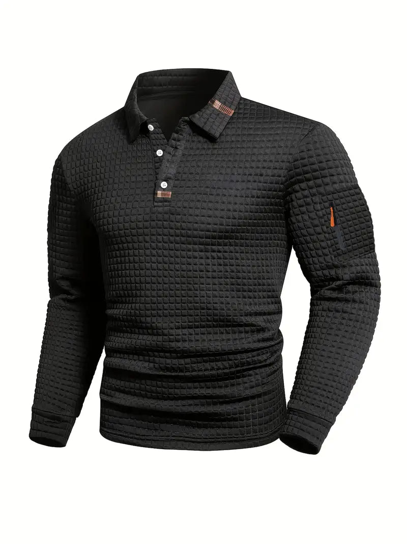 NordicWeave Langarm-Poloshirt für Herren – Warm, stilvoll und bequem
