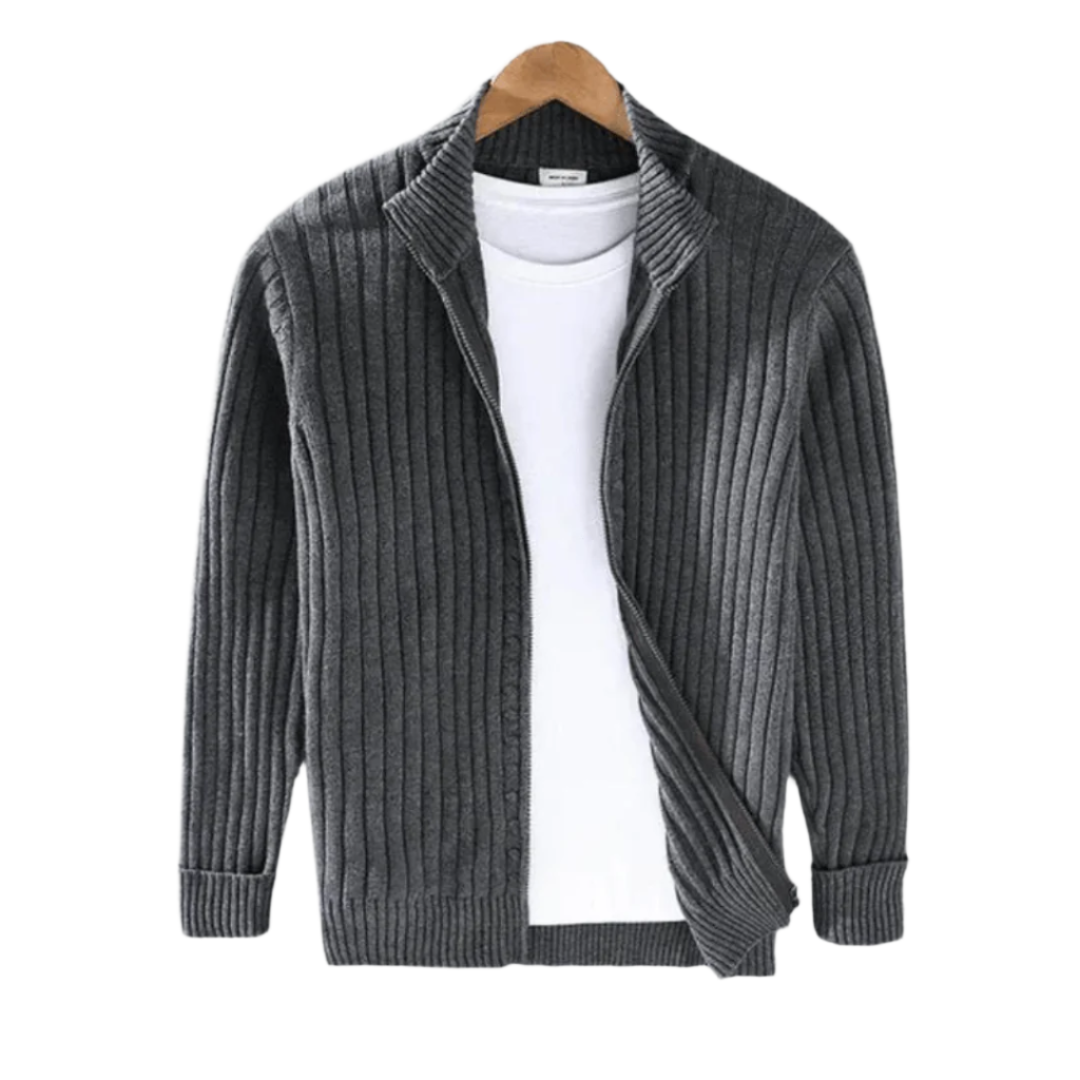 Herren-Cardigan aus geripptem Ridgeweave-Strick – Dornivar 