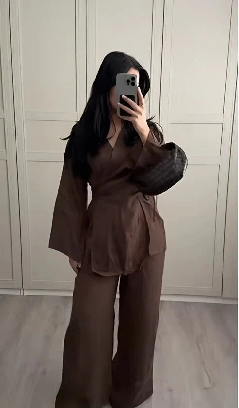 Selah | Elegantes zweiteiliges Wickeltop und Hose