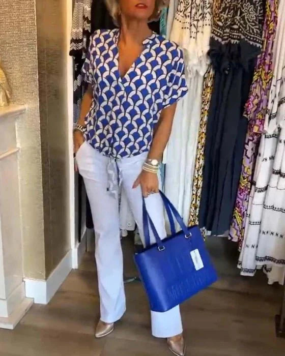 Lilith | Bedruckte Bluse im Vintage-Stil