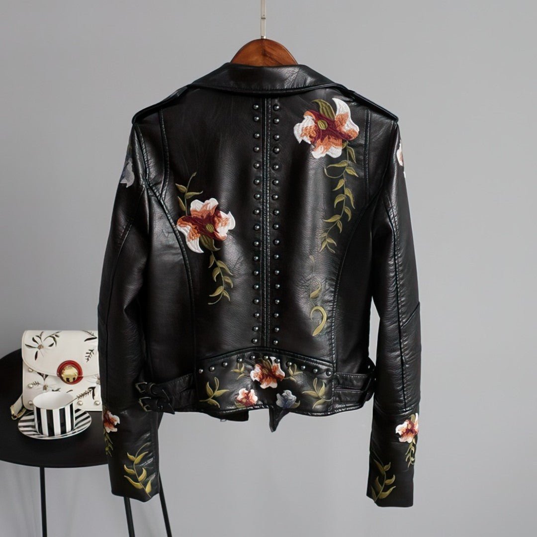 Auralith | Motorradjacke mit Blumenprägung