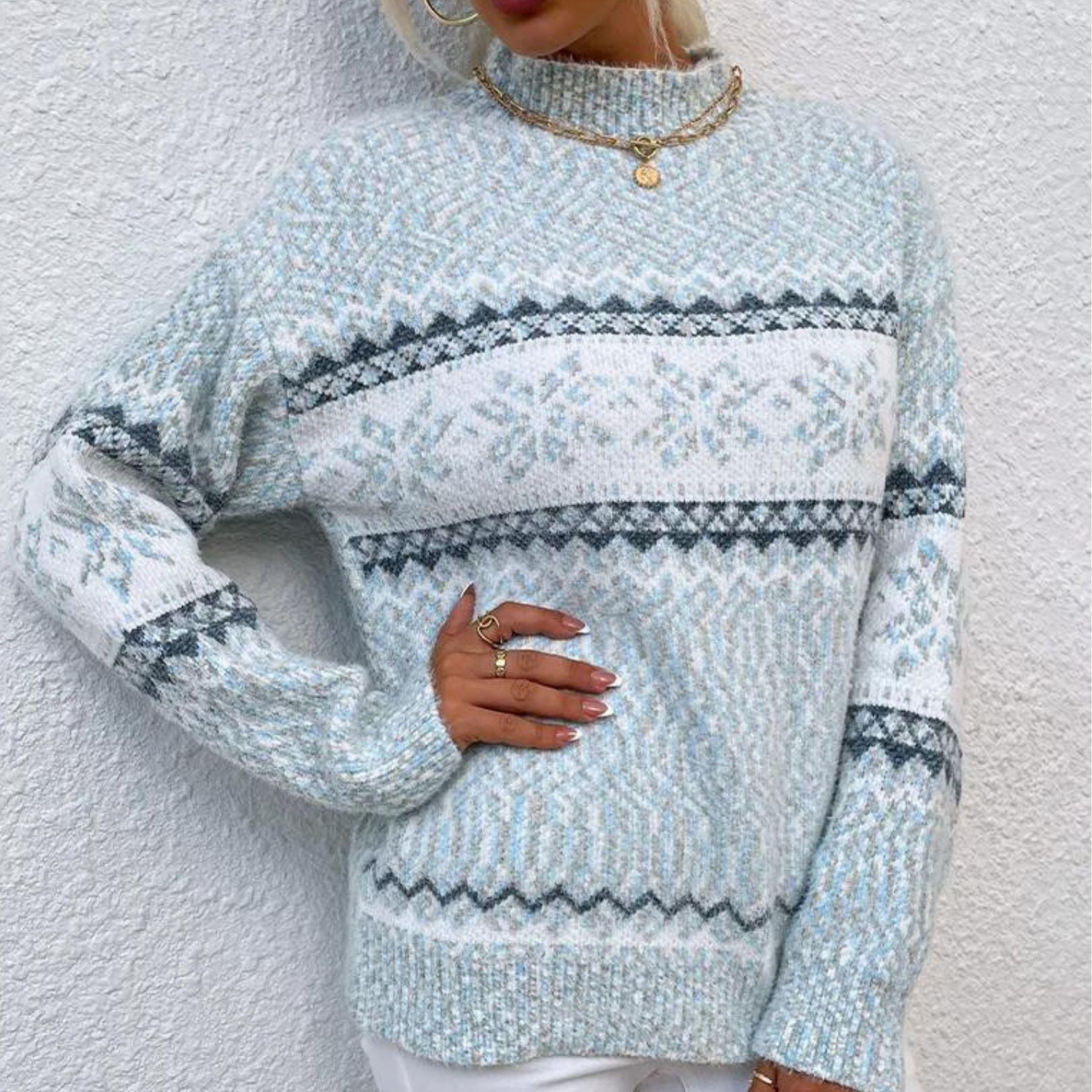 Lona | Kuscheliger Schneeflocken-Strickpullover