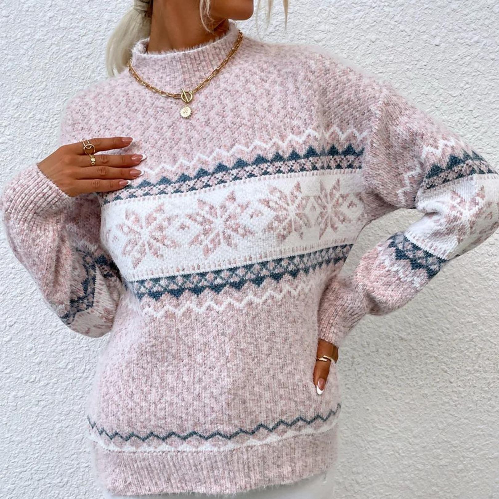 Lona | Kuscheliger Schneeflocken-Strickpullover