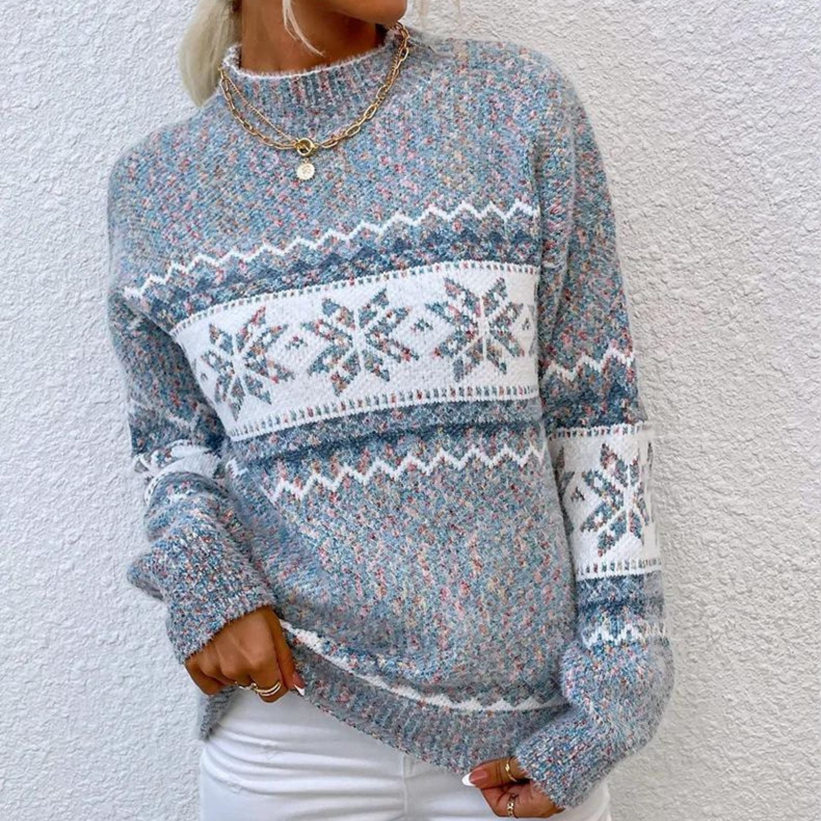 Lona | Kuscheliger Schneeflocken-Strickpullover