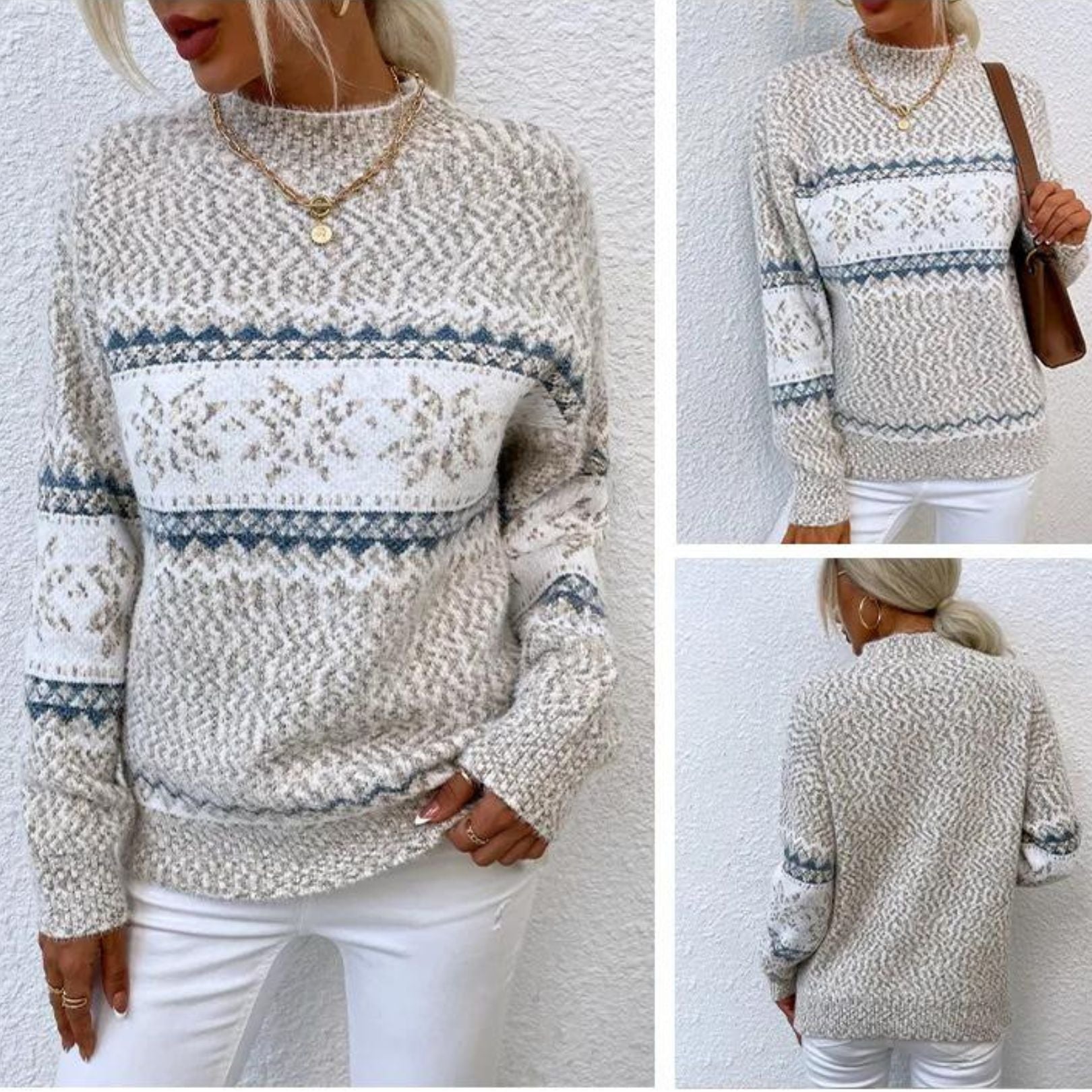 Lona | Kuscheliger Schneeflocken-Strickpullover