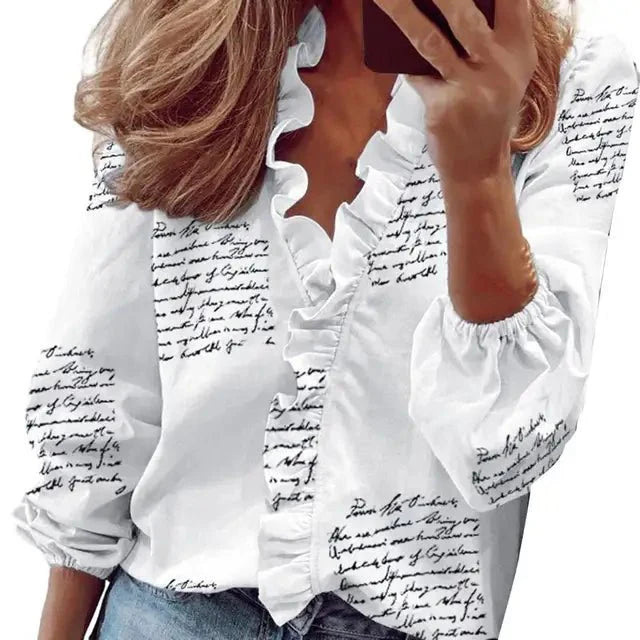 Priya | Schicke Langarmbluse mit Rüschen