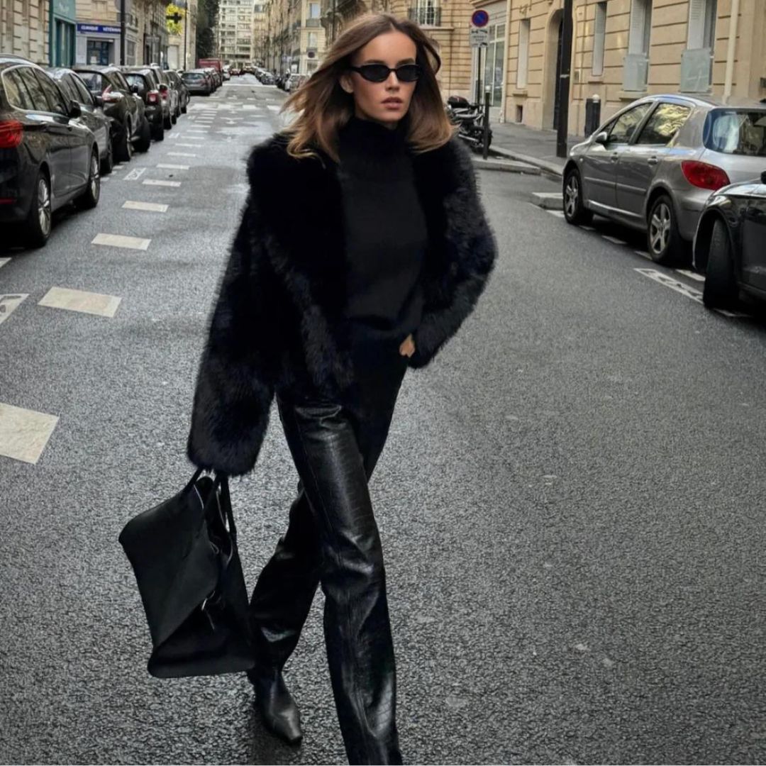 Eleganter Kunstpelzmantel