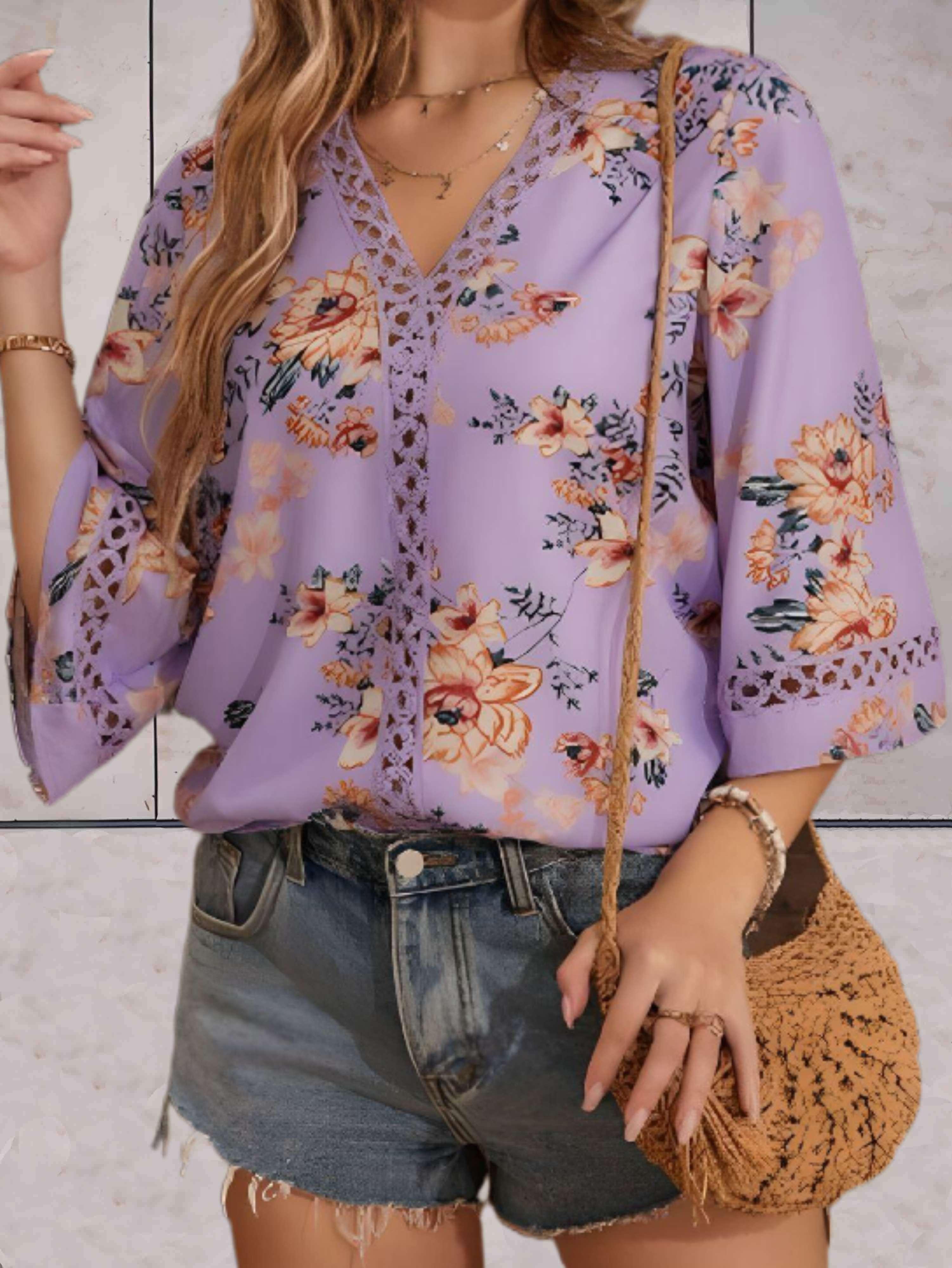 Noelle | Soft Bloom Bluse mit V-Ausschnitt