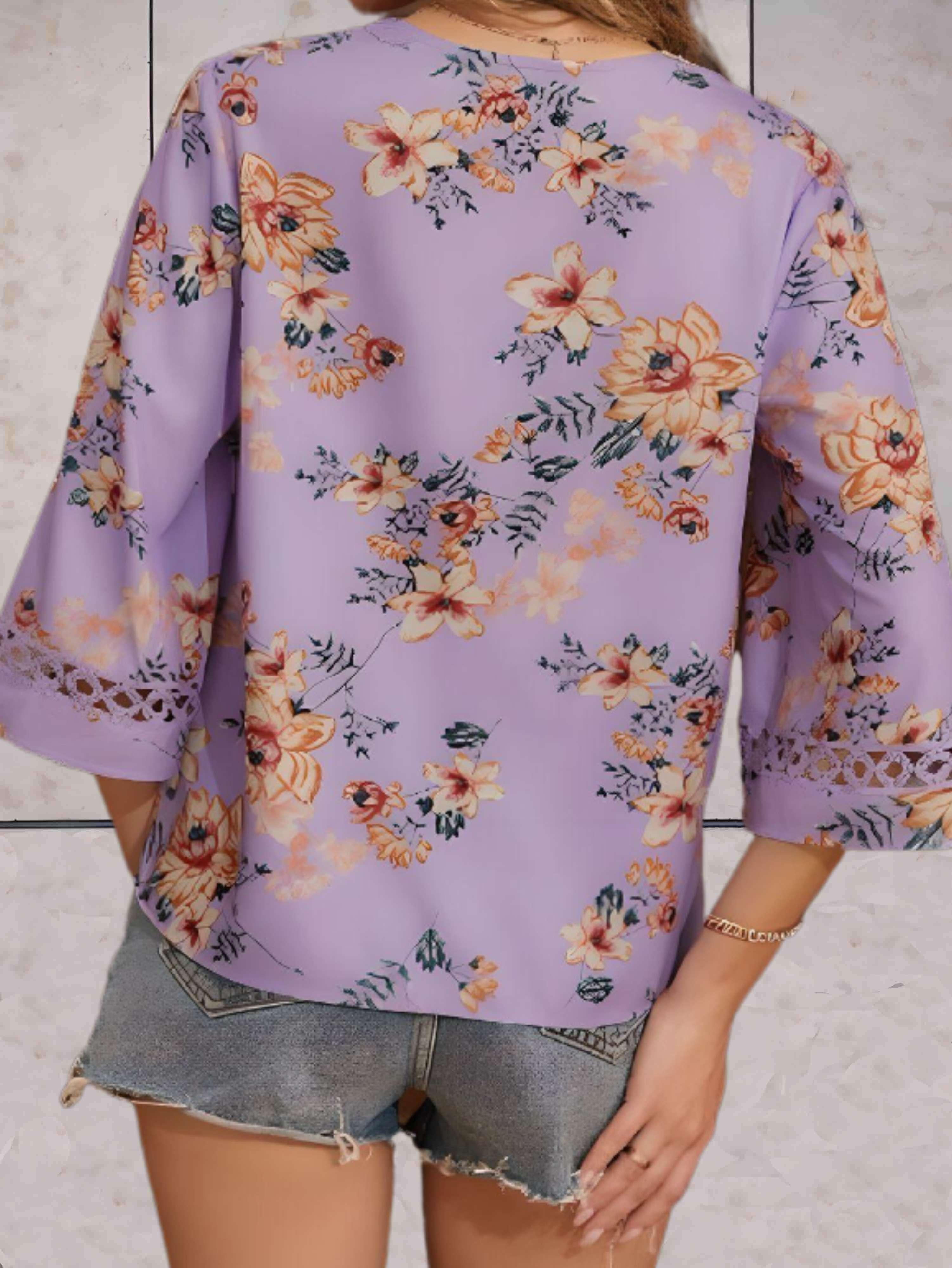 Noelle | Soft Bloom Bluse mit V-Ausschnitt