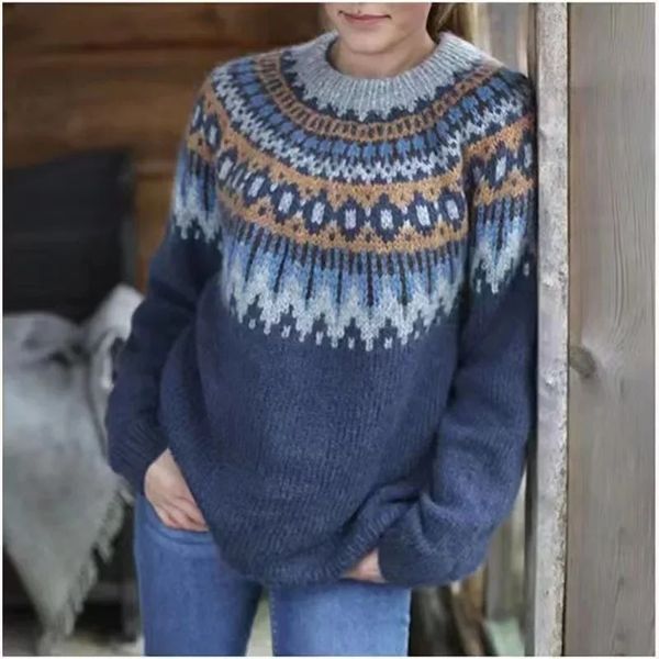 Diedelinde | Kuscheliger gemusterter Strickpullover