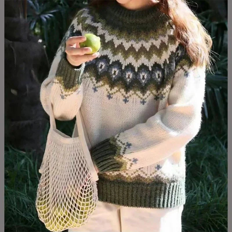 Diedelinde | Kuscheliger gemusterter Strickpullover