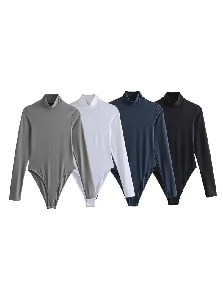 Olivia | Eleganter Langarm-Rollkragen-Body